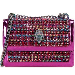 Kurt Geiger Shoreditch Small Tweed + Leather Combo Fushia Pink